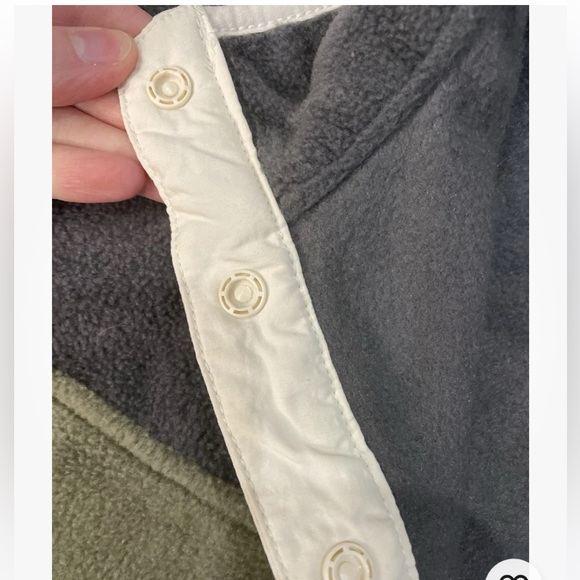 Women’s Pt Large Columbia Fleece Pullover With Snaps, Two Toned Gray And Green - Picture 8 of 12